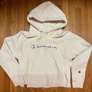Cropped Champion Hoodie with corduroy Logo graphic